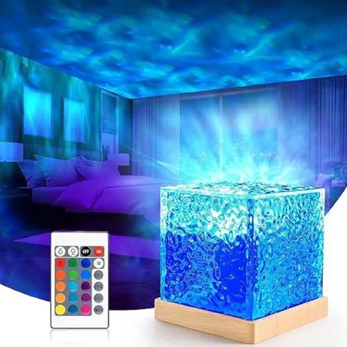 Ocean Wave Projector Night Lamp – 3D Water Ripple & Northern Lights LED Ceiling Projector (With Remote Control)