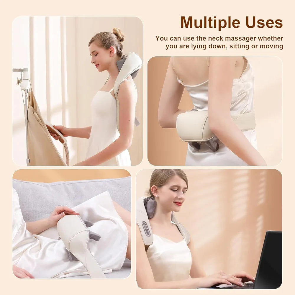 Rechargeable Heat Neck & Shoulder Massager | Deep Tissue Pain Relief Device